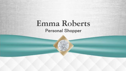 Chic Silver and Turquoise Ribbon Personal Shopper Business Cards