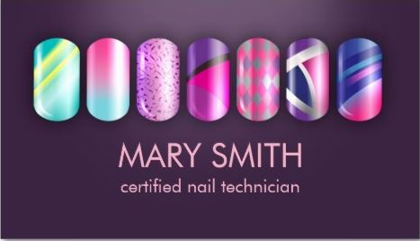 Cool Pink and Purple Nail Art Tech and Manicurist Business Cards