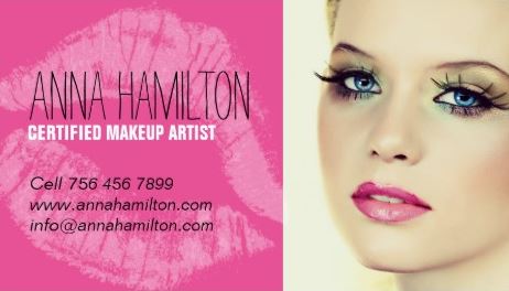 Bold Pink Kiss Print and Beauty Model Certified Makeup Artist Business Cards