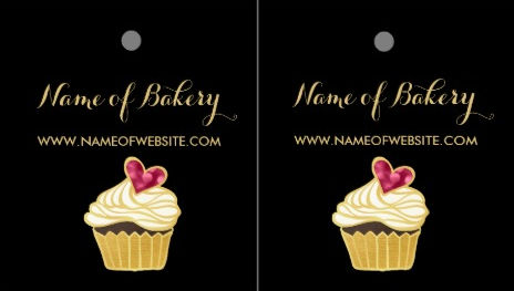 Elegant Faux Gold Cupcakery Pink Heart Hang Tags Made From Business Cards