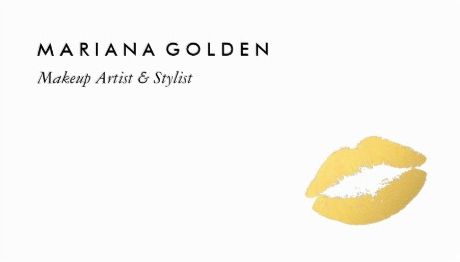 Elegant Gold Foil Lips on Simple White Makeup Artist Business Card