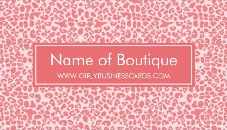 Modern Girly Coral Pink Leopard Print Pretty Boutique Business Cards 