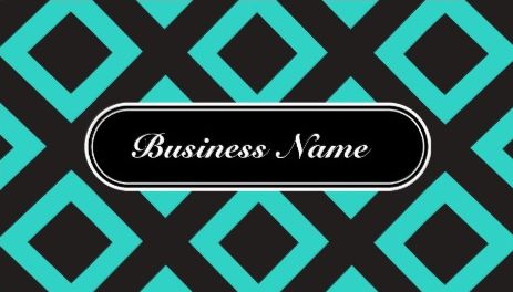 Bold Turquoise and Black Chic Graphic Square Geometric Pattern Business Cards