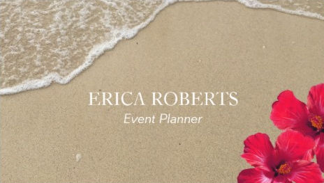 Romantic Event Planner Elegant Beach Hibiscus Red Floral Business Cards