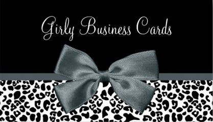 Fall Fashion Leopard Print Turbulence Grey Ribbon Business Card