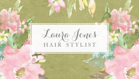 Soft Pink Watercolor Floral Hair Stylist Appointment Reminder Business Cards