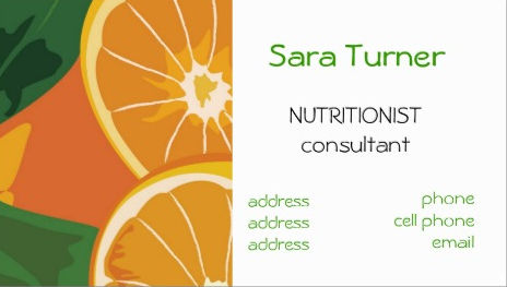 Cute Orange Fruit Simple Dietitians and Nutritionists Business Cards