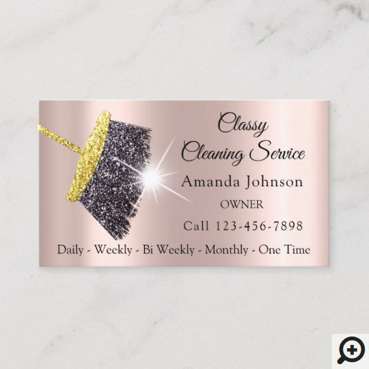 Classy Cleaning Service Maid Gold Silver Rose Business Cards