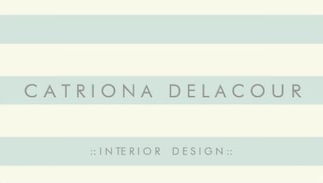 Ivory and Mint Green Stripes Pattern Interior Design Business Cards