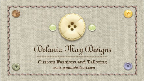 Country Style Stitching and Buttons Tailoring Seamstress Business Cards