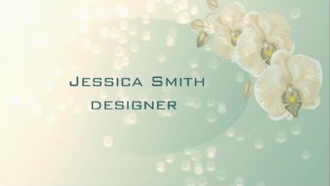 Professional Designer Glamorous Elegant Orchid Floral Green Bokeh Business Cards
