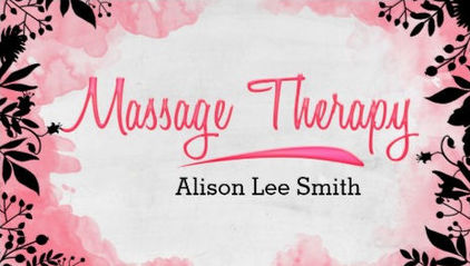 Stylish Pink and Black Floral Grunge Massage Therapy Business Cards