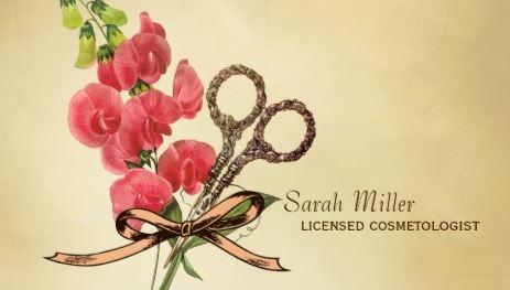 Vintage Hair Scissors Girly Sweet Pea Hair Salon Business Cards 