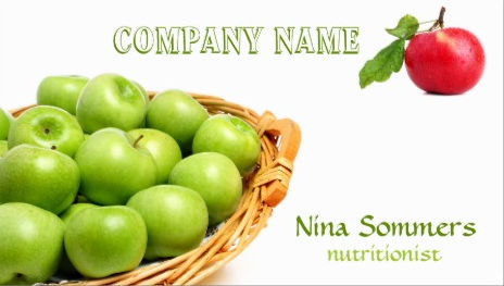Classy Basket of Green Apples Fresh Red Fruit Nutritionist Business Cards