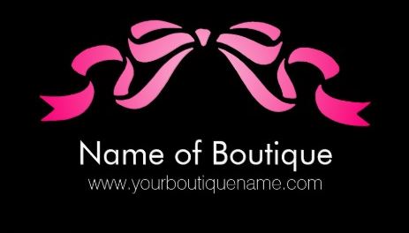 Modern Boutique Pink and Black Girly Ribbon Bow Business Cards 