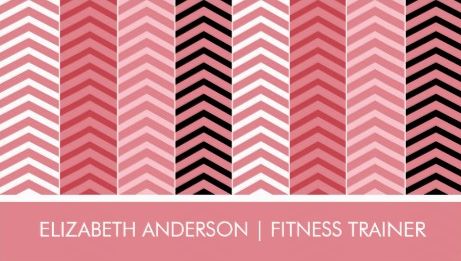 Chic Modern Pink Chevron Stripes Girly Fitness Trainer Business Cards
