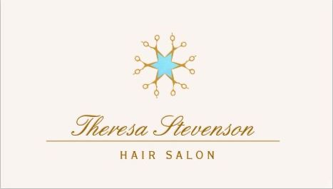 Simple Hair Salon Elegant Hair Stylist Aqua Scissors Logo Business Cards