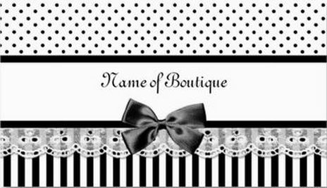 Girly Black And White Victorian Stripes With Ribbon Business Cards