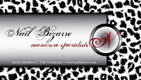 Nail Technician Trendy Black and White Leopard Print Business Cards