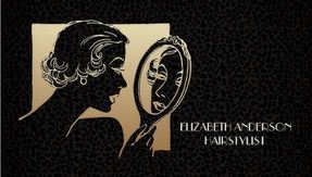 Retro Glam Beautician Black and Gold Leopard Business Cards
