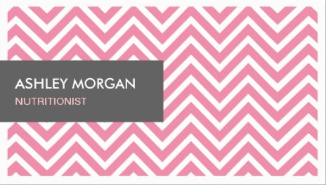 Girly Dietitian Nutritionist Light Pink and White Chevron Zigzag Business Cards