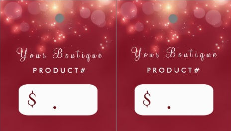 Elegant Red Luxe Bokeh Boutique Hang Tags Made From Business Cards