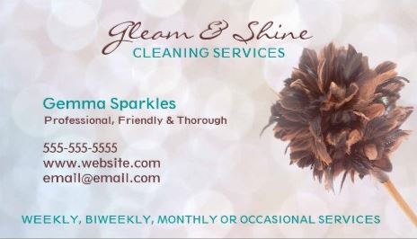 Elegant White Bokeh Professional Cleaning Services Business Cards
