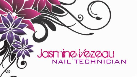 Feminine Pink and Purple Floral Grunge Text Nail Technician Business Cards