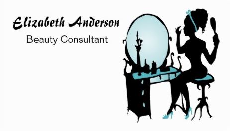 Vintage Silhouette Beauty Consultant Girly Teal Black Hair Salon Business Cards