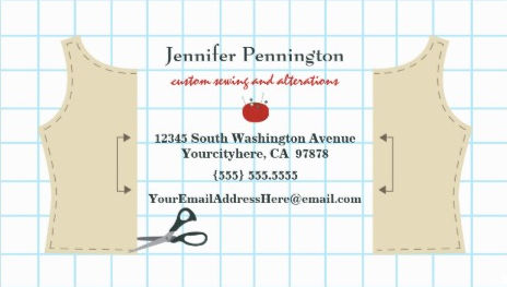 Cut Out Sewing Pattern Grid Sewing and Alterations Business Cards