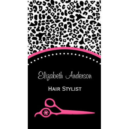 Chic Leopard Print Hair Stylist and Beauty Salon Sheers Business Cards