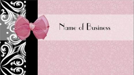Elegant Parisian Damask Feminine Pink Ribbon Business Cards 