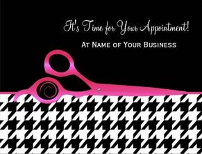 Pink and Black Houndstooth Salon Appointment Postcards 