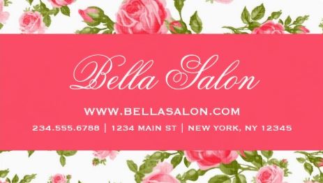 Girly Flowers Chic Pink Elegant Vintage Floral Roses Salon Business Cards