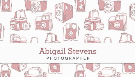 Vintage Cameras Pattern White and Pink Photographer Business Cards 