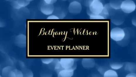 Elegant Event Planner Glamorous Blue Luxe Bokeh Business Cards