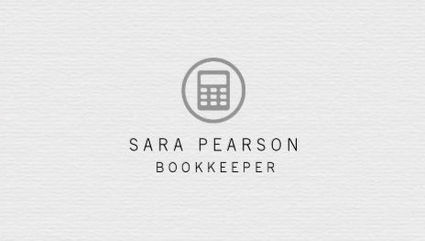 Simple White Paper Pattern Bookkeeper With Calculator Logo Business Cards