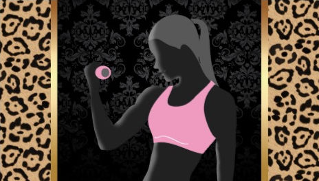 Fitness Girl in Pink Chic Leopard Print Personal Trainer Business Cards
