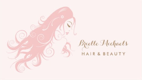 Chic Pink Hairstylist Woman With Long Flowing Hair Business Cards