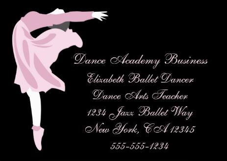 Grey Black Pink Ballet Dance Dancing Instructor Business Cards