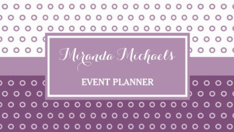 Mod Purple and White Polka Dots Event Planner Business Cards