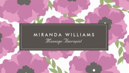 Elegant Purple Floral Pattern Massage Therapist Health Spa Business Cards