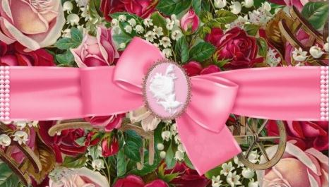 Vintage Roses With Pink Ribbon Cameo Contact Info On Back Business Cards 