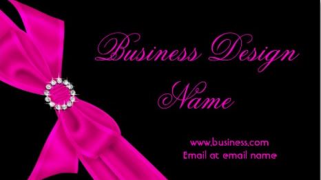 Elegant Black Hot Pink Sparkling Diamond Bling Bow Design Business Cards