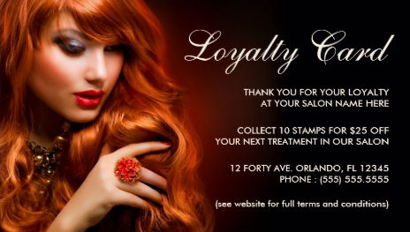 Red Haired Woman Salon Loyalty Cards Customer Reward Business Cards