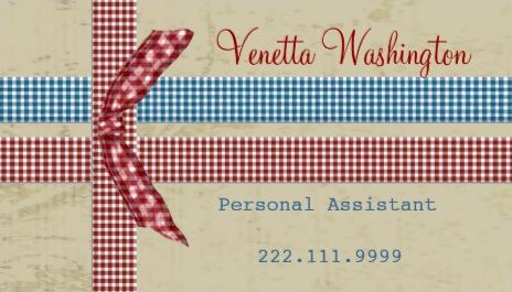 Country Charm Red and Blue Gingham Knot Tied Ribbons Business Cards