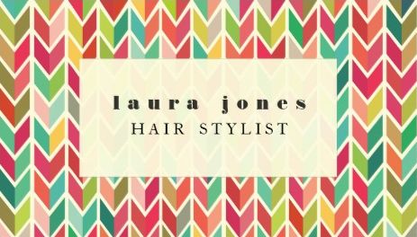 Stylish Colorful Aztec Arrows Herringbone Pattern Hair Stylist Business Cards