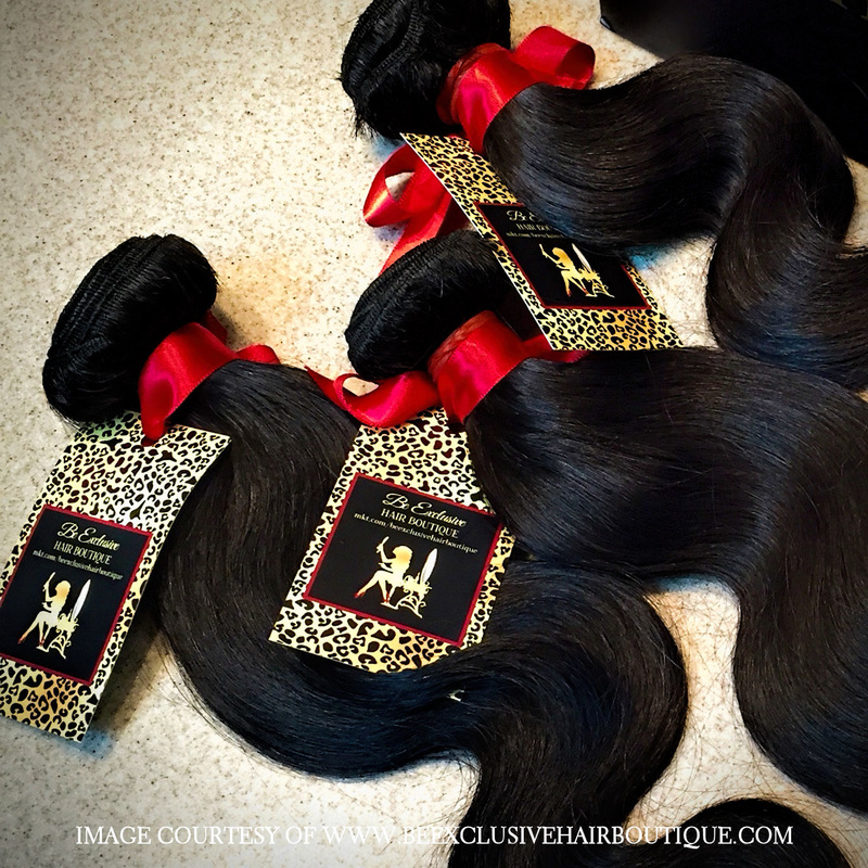 Hang Tags on Hair Bundles by Be Exclusive Hair Boutique 