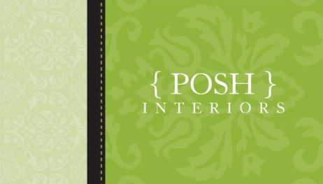 Modern Two Toned Spring Green Damask With Brown Stripe Business Cards