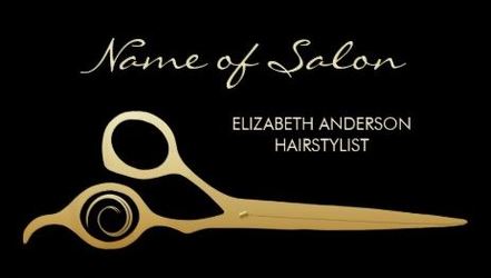 Elegant Black and Gold Salon Hairstylist Scissors Business Cards